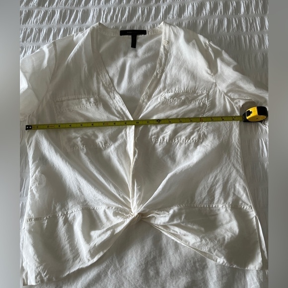 BCBGMAXAZRIA Semra Sheer Button Front Blouse V Neck Twist Detail Feminine Chic - Picture 14 of 16